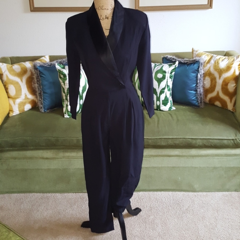 VINTAGE! Black Tuxedo style jumpsuit.